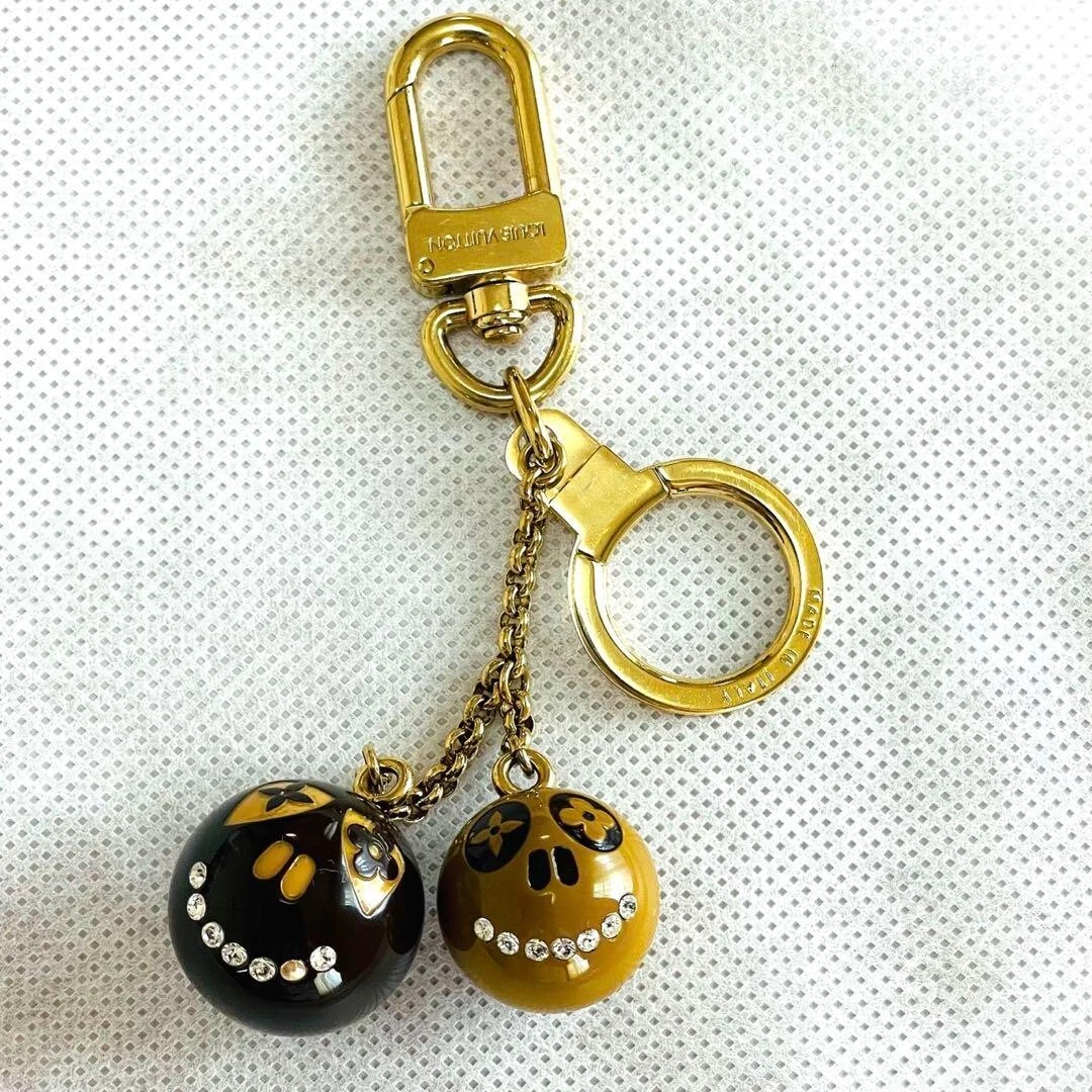 Repurposed Gold Louis Vuitton Keyring & Flower Logo Charm Vintage