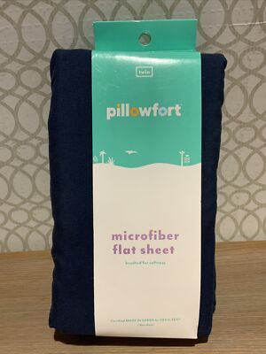   New Pillowfort Microfiber Twin Flat Sheet 66''×96'' Insignia Blue