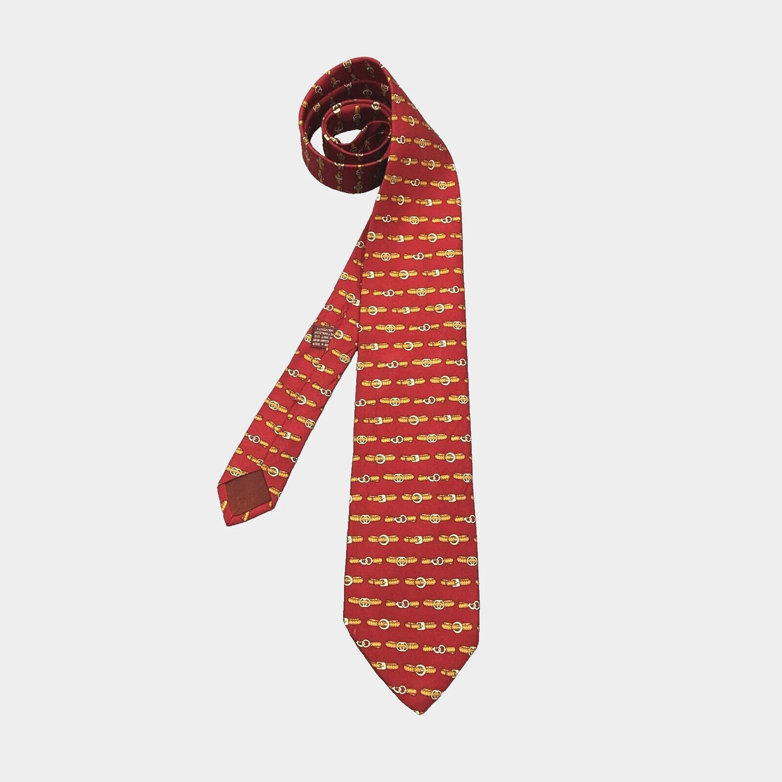Cravate homme vintage années 90 Gucci soie cravate décontractée luxe motif motif ceintures