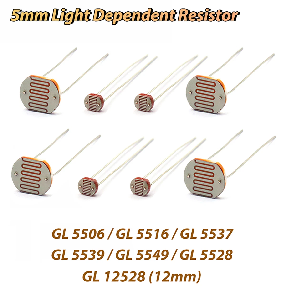 5mm LDR Light Dependent Resistor. Photoresistor Optoresistor LDR 6 Types |