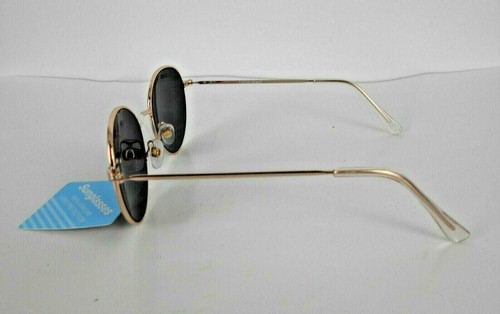 UNISEX SUNGLASSES GOLD ROUND LEN 100% UVA/UVB LENS PROTECTION - Picture 3 of 3