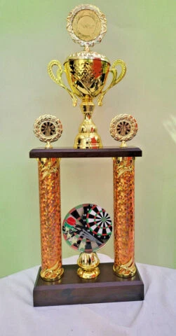 Säulenpokal Pokal Pokale Dart Darts Steel Dart oder E-Dart 2 gold Wanderpokal - Bild 6 von 9