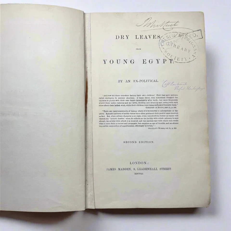 1851 Dry Leaves from Young Egypt - Edward Backhouse Eastwick - 2nd Ed Provenance - Image 4 of 4