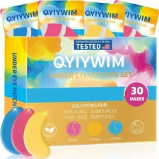 Under Eye Patches For Puffy Eyes Treatment 30 Pairs, 24K Gold Eye Mask For Dark