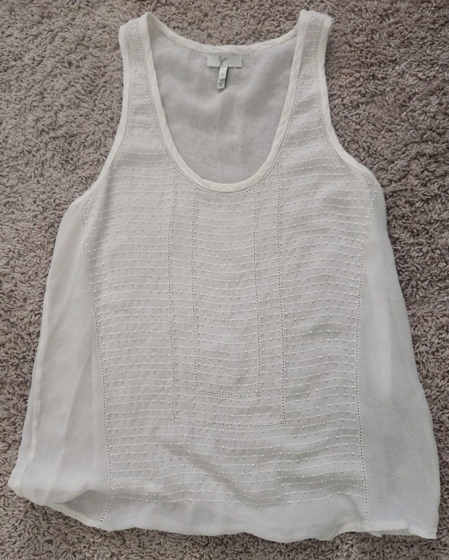 JOIE Small Cream Crepe Scoop Neck Seabead Front Sleeveless Tank Shell BEAUTIFUL!