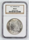 Certified 1921 Morgan Silver Dollar NGC MS64 $1
