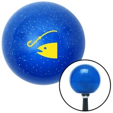 Yellow Fish and a Hook Blue Metal Flake Shift Knob w/ M16x1.5 Insert Shifter