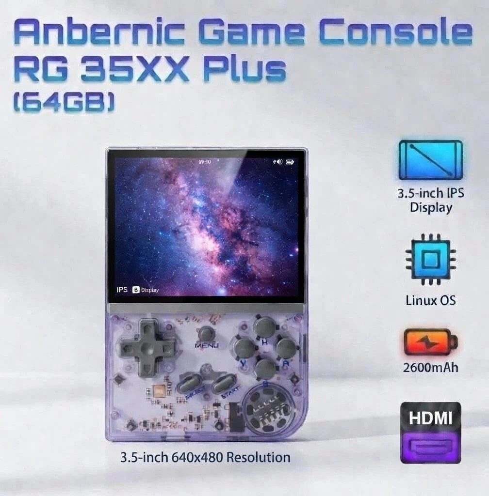 Retro Gaming Hand Held Anbernic RG35XX Plus 64GB Quad Core Gaming Console