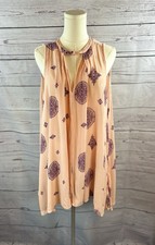 Free People Sleeveless Swing Mini Dress Womens XS Peach Rayon Boho Flowy