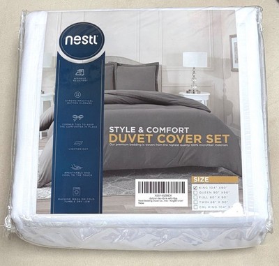 Nestl White KING Duvet Cover Set - 3 piece NEW, soft double brushed microfiber