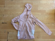 PUMA light Pink White Zip Up Hoodie Size L Girls 12/14 Logo AM16