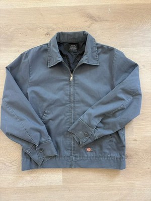 Dickies Men's Gray Quilted Lined Insulated Full Zip Work Jacket Size M