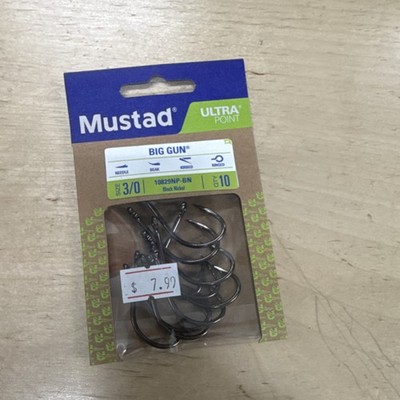 Mustad Ultra Point Big Gun Black Nickel Hooks Size 3/0 10 Pack 10829NP-BN