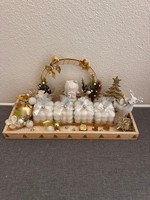 Adventsgesteck Weihnachtsgesteck Adventskranz Engel Led Beleuchtung Weiß Gold