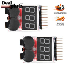 Batterie Monitor Alarm Tester f&uuml;r 1-8S Lipo LiFe LiMn Li-Ionen Akku mit LED