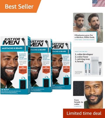 Ammonia-Free Mustache & Beard Gel in Jet Black - 3 Applications for Fuller Look