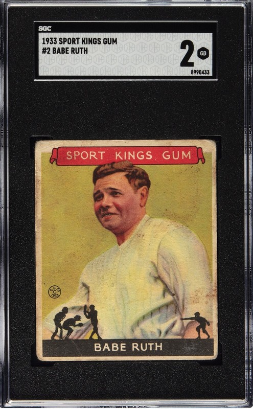 1933 GOUDEY SPORT KINGS GUM #2 BABE RUTH VINTAGE HALL OF FAME NY YANKEES SGC 2