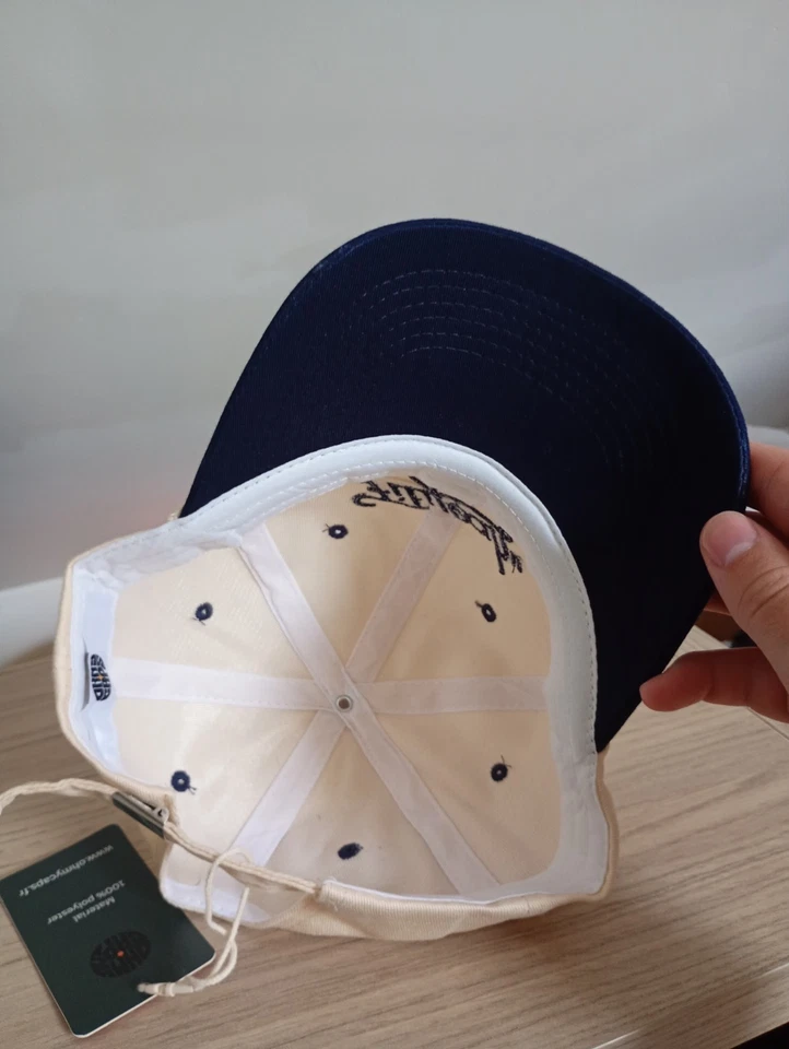 Casquette de baseball homme beige bleu coton toile brodée réglable - Photo 3/4
