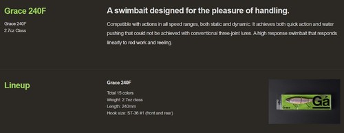 Leurre Galapagos Grace 240F - Swimbait Articulé Flottant Hagure (Neuf)