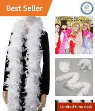 Chic 2 Yards White Feather Boa - 45g Soft Turkey Feathers for Costumes  Decor