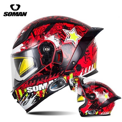 Bluetooth Modular Motorcycle Helmet Built-in Camera Recorder Intercom Headset