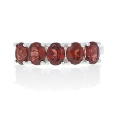 Sterling Silver Garnet Five-Stone Ring - 925 Oval Cut 1.75ctw Band