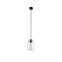 Pendelleuchte Metall Glas Schwarz E27 Transparent B:14 Cm HäNgelampe KüChe