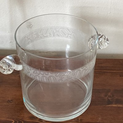 Vintage Signed Tiffany & Co. Crystal Ice Bucket Champagne Cooler Scroll Handles