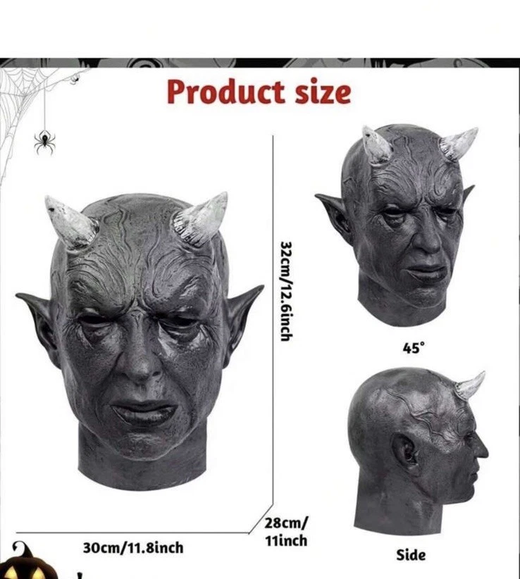 Ox Horn Devil Full Face Latex Mask  - Image 2 of 4