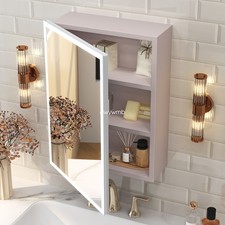 Medicine Cabinet with Mirror Wall Mounted Bathroom Cabinet LED Lights Lighted