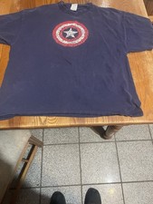 Vintage 2001 Captain America Logo Delta Pro Weight T Shirt Men s XL Blue Shield