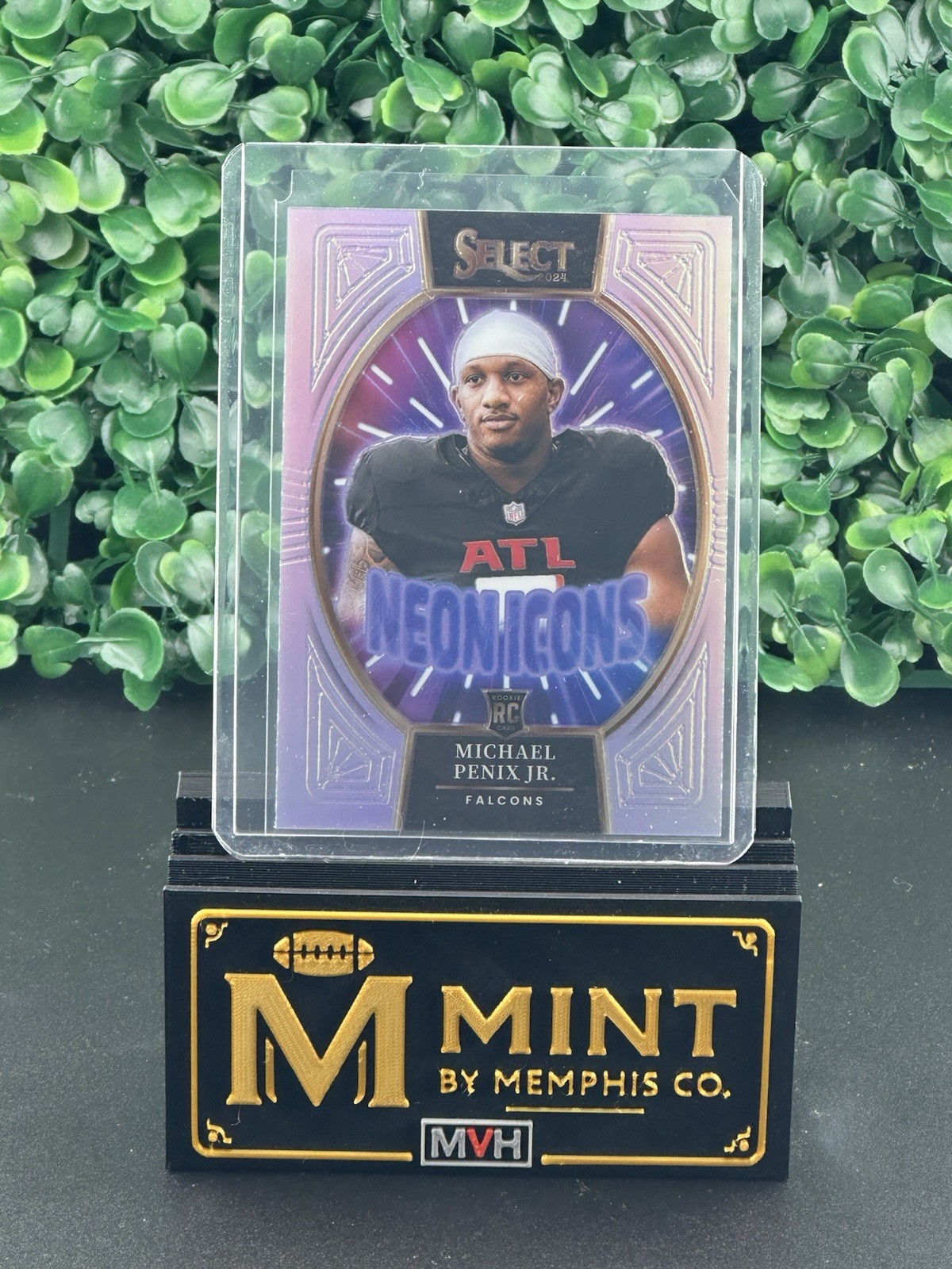 Michael Penix Jr. 2024 Panini Select Neon Icons Falcons #10 Silver Prizm RC