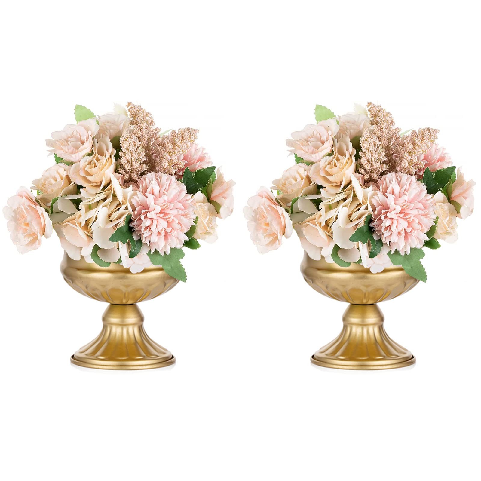 Metal Vases for Table Centerpieces Gold Compote Pedestal Vase Floral Containe...