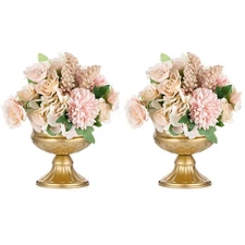 Metal Vases for Table Centerpieces Gold Compote Pedestal Vase Floral Containe...