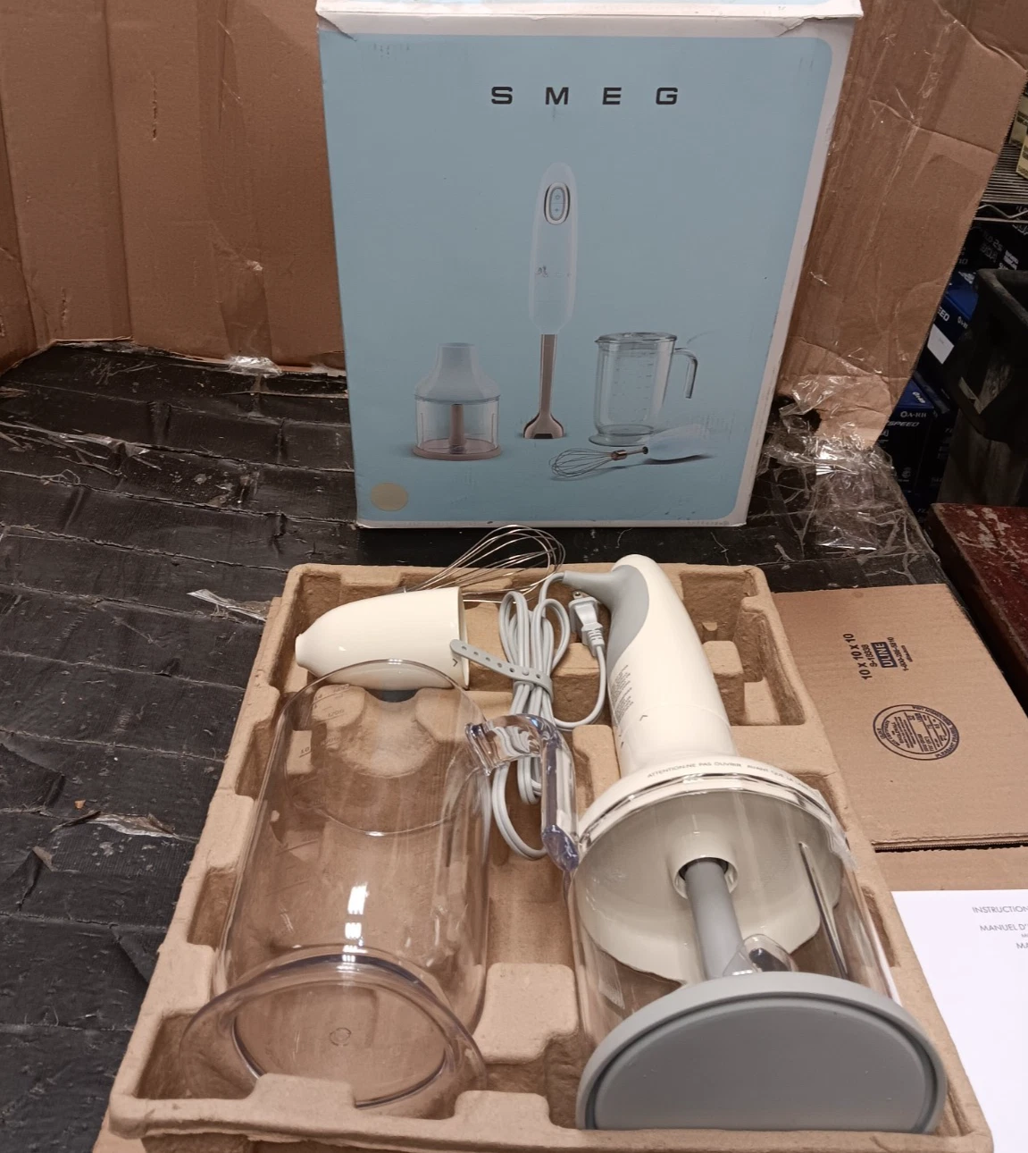 Smeg Cream Hand Blender, HBF03CRUS, Missing Stainless Steel Shaft Accessory.
Opens in a new window o