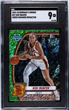 Kiki Iriafen 2024-25 SGC 9 Bowman U Chrome Green Shimmer Refractor USC & Mystics