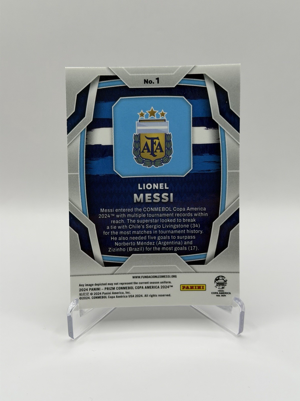 2024 Panini Prizm CONMEBOL Copa America - Lionel Messi #1 view 2
