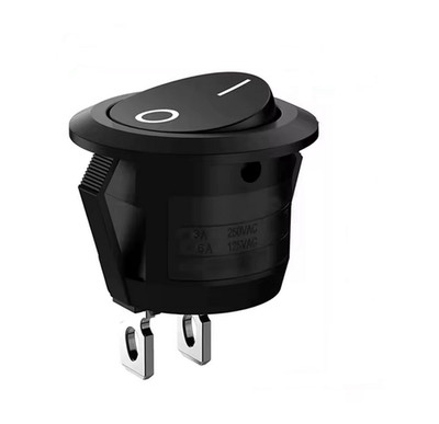 Kippschalter Rund Wippschalter Ein/Aus 23mm 2-polig ON/OFF 6A 125/250V AC Black