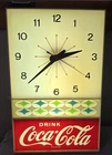 Vtg. Original 60's Coca Cola NPI Lighted Clock Diamond Band ,Advertising, Works