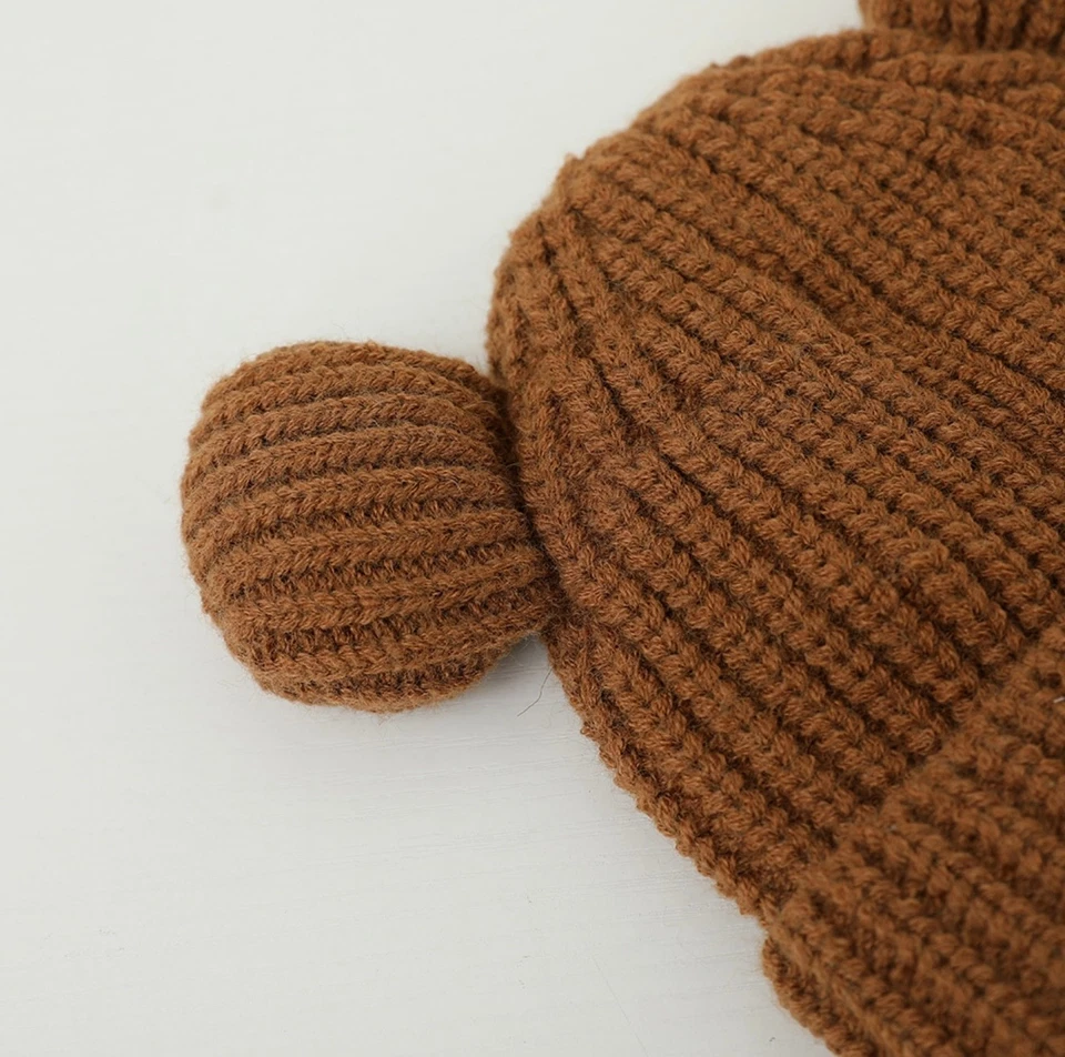 Sombrero de oso tejido de invierno para bebé niño pequeño gorro cálido (1-4 años) Foto 2 de 4