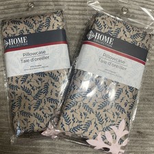Home Collection. Set Of Two Standard Sized Pillowcases. 20 In X 30 In. Blue/tan