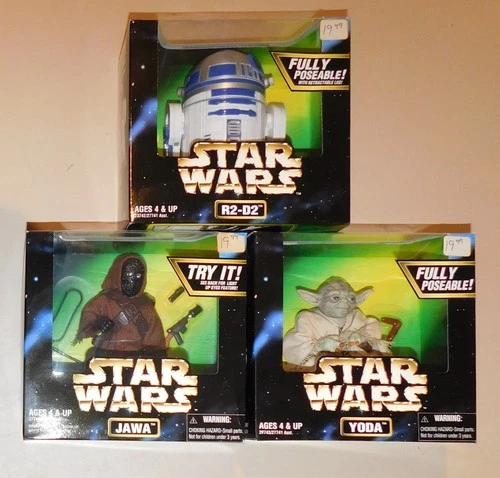 1997 Star Wars -  Action Collection - Set of 3 - w/ Yoda, Jawa & R2-D2