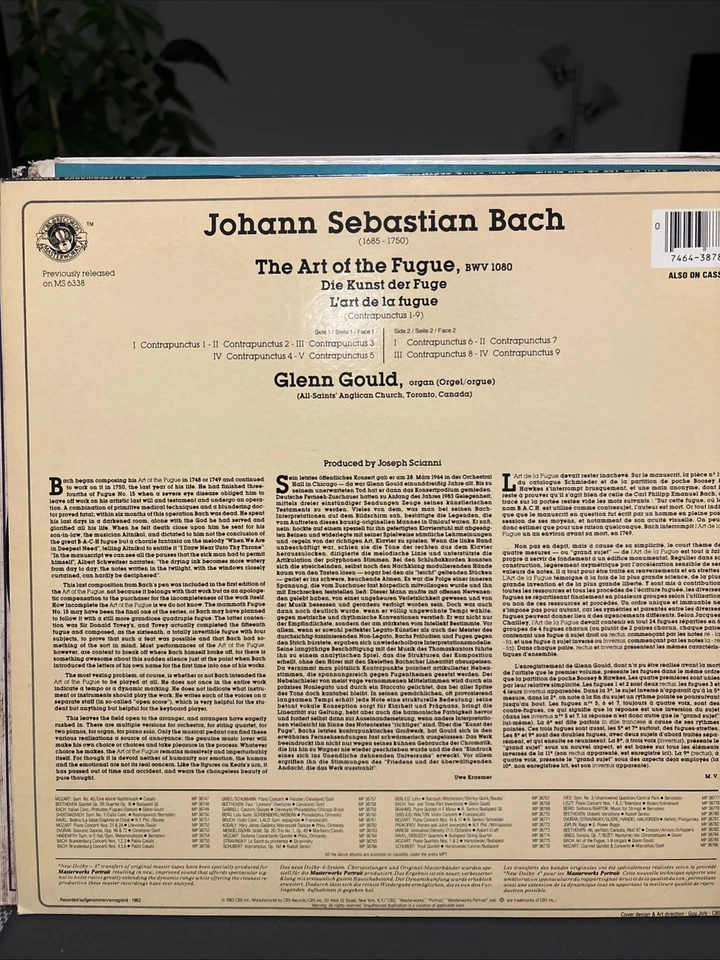 N511 Bach The Art of the Fugue Gould Organ CBS 60291 Stereo - Image 2 of 2