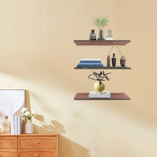 3pcs Brown Acrylic Floating Shelves Wall Mounted Shelf Floating Shelf Organizer