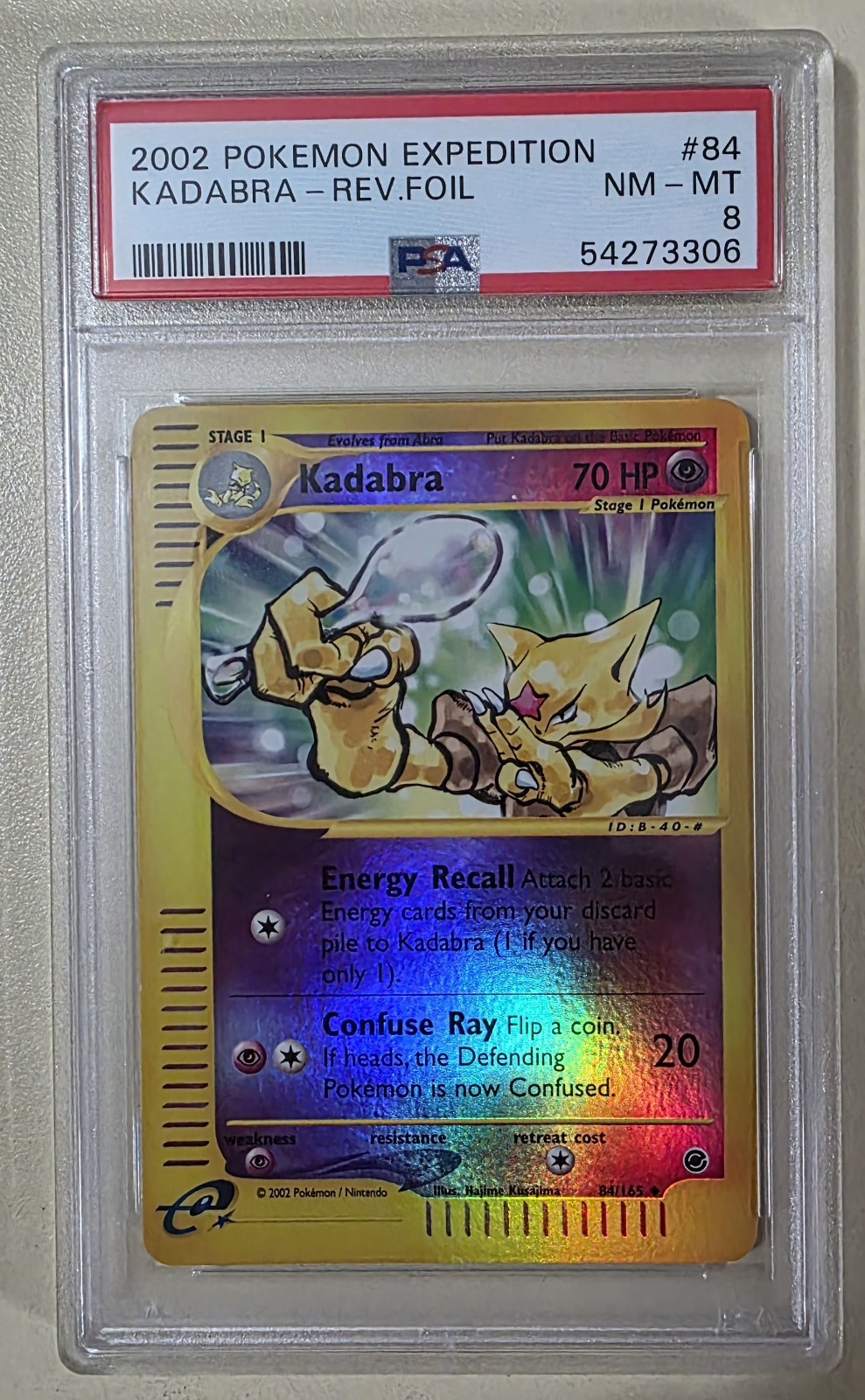 Pokemon Expedition Reverse Holo Foil Kadabra 84/165 PSA 8