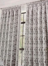 Scandi Curtains 66" Wide x 72" Drop Pencil Pleat Silver Grey Geo Lined New