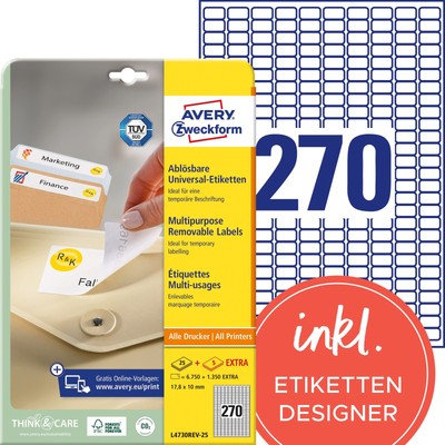 AVERY Zweckform L4730REV-25 Universal Etiketten (6.750 plus 1.350 Klebeetiketten