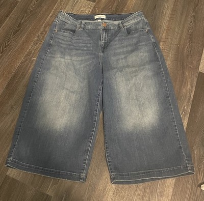 Lane Bryant Culotte Gaucho Sz 16 Women Jean Denim Wide Leg Capri Crop Blue GUC