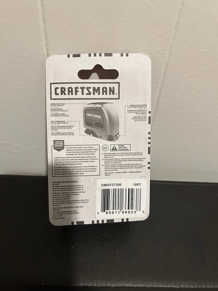 Craftsman 16ft Tape Measure, Chrome, Automatic Locking Blade CMHT37356 - Image 2 of 2