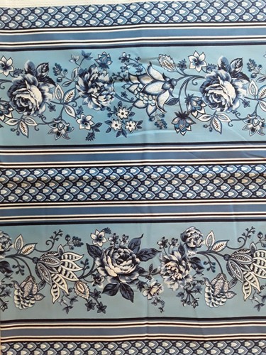 Maria Kalinowski Blue Eden Rose Stripe Cotton Fabric 42" x 2 Yds Benartex French